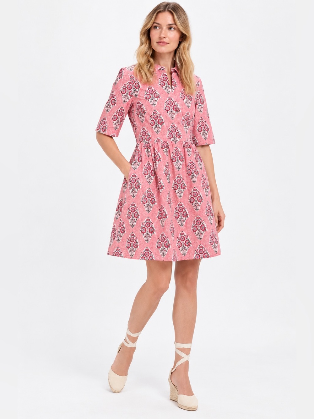 Tuckernuck Scarlet Sonata Royal Shirt Dress Pink Floral Cotton S